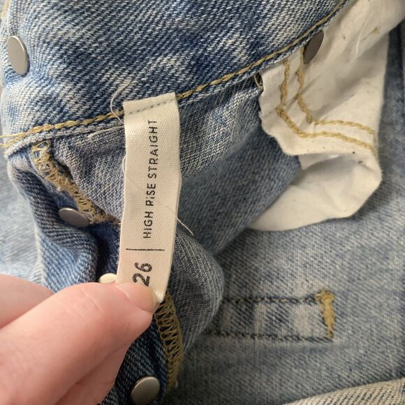 PacSun Light Denim Distressed High Rise Straight Jeans 26 - Picture 3 of 9